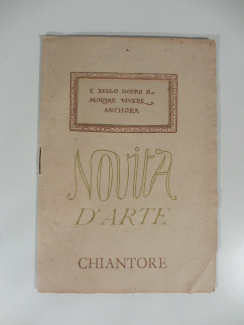 Novità d'arte casa editrice Chiantore, Torino. Catalogo editoriale